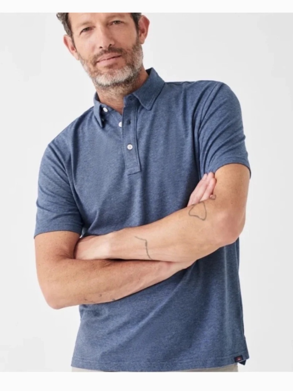 Faherty Heathered Blue Polo Shirt